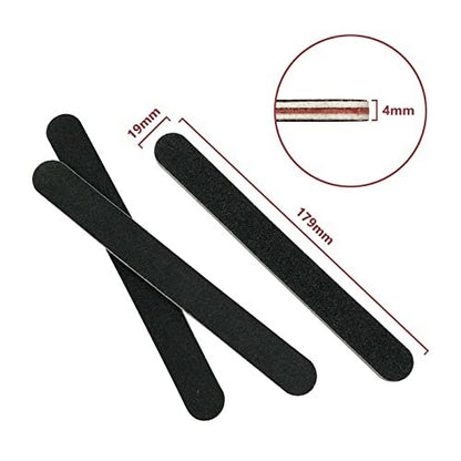 20 Pack 100/180 Grit Black Professional Reusable Emery Nail Files for Acrylic and Natural Nails
