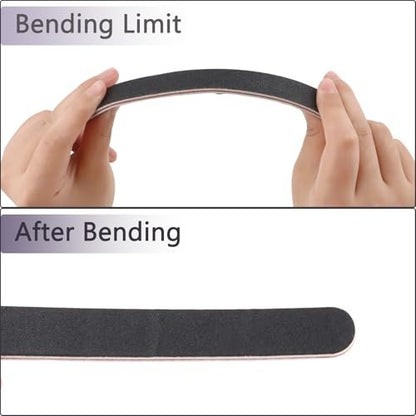 20 Pack 100/180 Grit Black Professional Reusable Emery Nail Files for Acrylic and Natural Nails