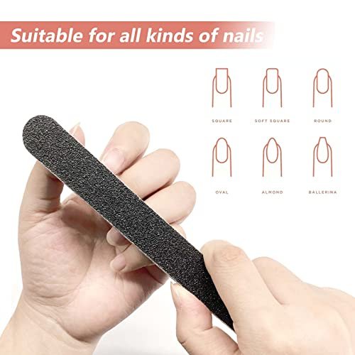 20 Pack 100/180 Grit Black Professional Reusable Emery Nail Files for Acrylic and Natural Nails - görsel 10