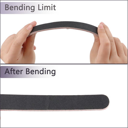 20 Pack 100/180 Grit Black Professional Reusable Emery Nail Files for Acrylic and Natural Nails