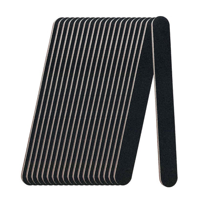 20 Pack 100/180 Grit Black Professional Reusable Emery Nail Files for Acrylic and Natural Nails