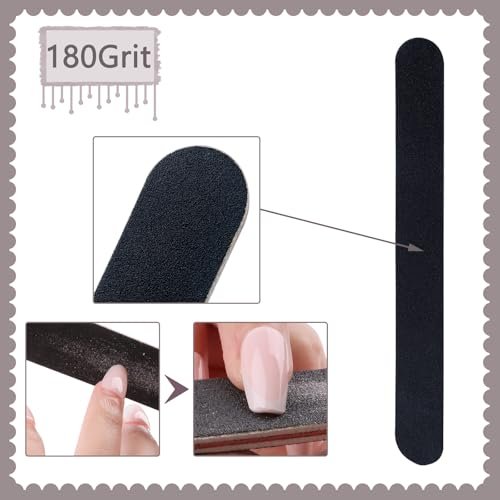 20 Pack 100/180 Grit Black Professional Reusable Emery Nail Files for Acrylic and Natural Nails - görsel 6
