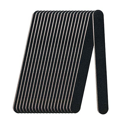 20 Pack 100/180 Grit Black Professional Reusable Emery Nail Files for Acrylic and Natural Nails