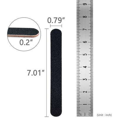 20 Pack 100/180 Grit Black Professional Reusable Emery Nail Files for Acrylic and Natural Nails