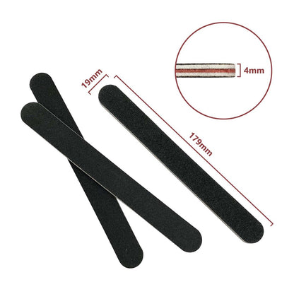 20 Pack 100/180 Grit Black Professional Reusable Emery Nail Files for Acrylic and Natural Nails