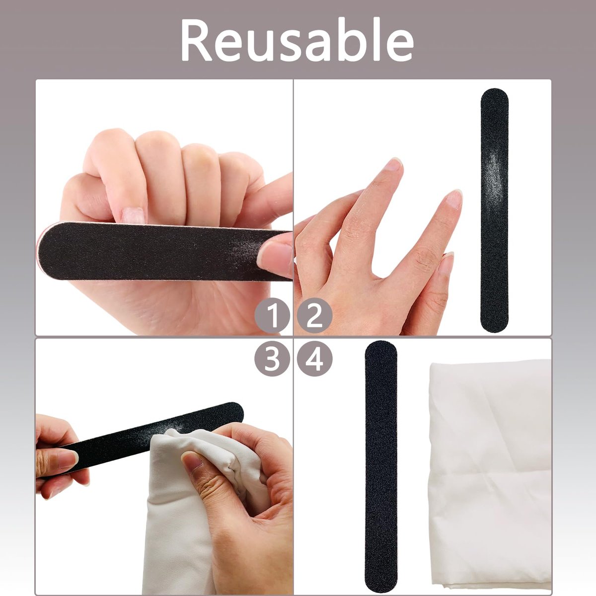 20 Pack 100/180 Grit Black Professional Reusable Emery Nail Files for Acrylic and Natural Nails - görsel 7