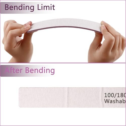 24 Pack Nail Files 100/180 Grit Double Sides Professional Reusable Washable Emery Board Manicure Tool for Acrylic Nails, Pink - görsel 10
