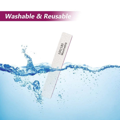 24 Pack Nail Files 100/180 Grit Double Sides Professional Reusable Washable Emery Board Manicure Tool for Acrylic Nails, Pink