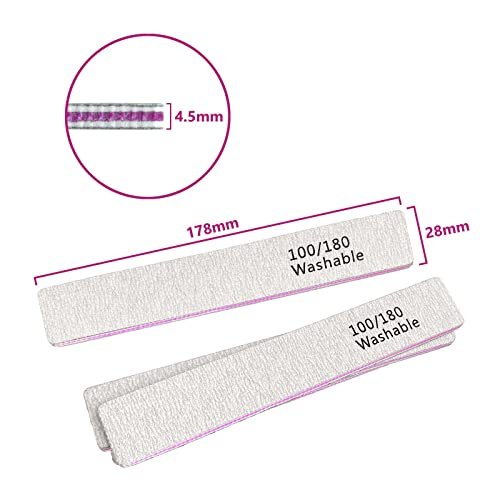 24 Pack Nail Files 100/180 Grit Double Sides Professional Reusable Washable Emery Board Manicure Tool for Acrylic Nails, Pink - görsel 16