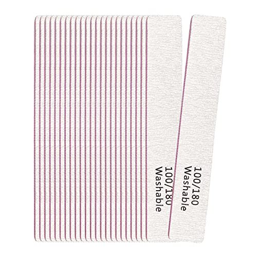 24 Pack Nail Files 100/180 Grit Double Sides Professional Reusable Washable Emery Board Manicure Tool for Acrylic Nails, Pink - görsel 2