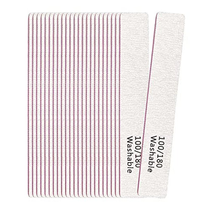 24 Pack Nail Files 100/180 Grit Double Sides Professional Reusable Washable Emery Board Manicure Tool for Acrylic Nails, Pink
