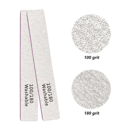 24 Pack Nail Files 100/180 Grit Double Sides Professional Reusable Washable Emery Board Manicure Tool for Acrylic Nails, Pink