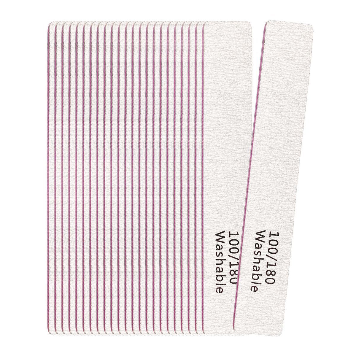 24 Pack Nail Files 100/180 Grit Double Sides Professional Reusable Washable Emery Board Manicure Tool for Acrylic Nails, Pink - görsel 1
