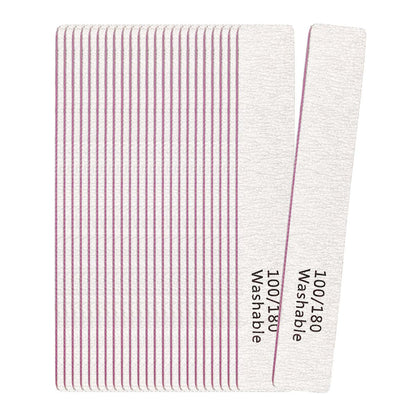 24 Pack Nail Files 100/180 Grit Double Sides Professional Reusable Washable Emery Board Manicure Tool for Acrylic Nails, Pink