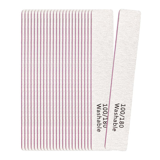 24 Pack Nail Files 100/180 Grit Double Sides Professional Reusable Washable Emery Board Manicure Tool for Acrylic Nails, Pink