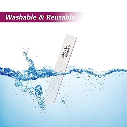 LNAUJS 3-Pack Professional Reusable Double-Sided 100/180 Grit Washable Nail File - Pink Emery
