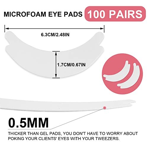 Pretty Memory 100 Pairs Foam Eye Pads for Lash Extensions - Lint Free Hypoallergenic Sticky Under Eye Pads, Latex Free - görsel 4