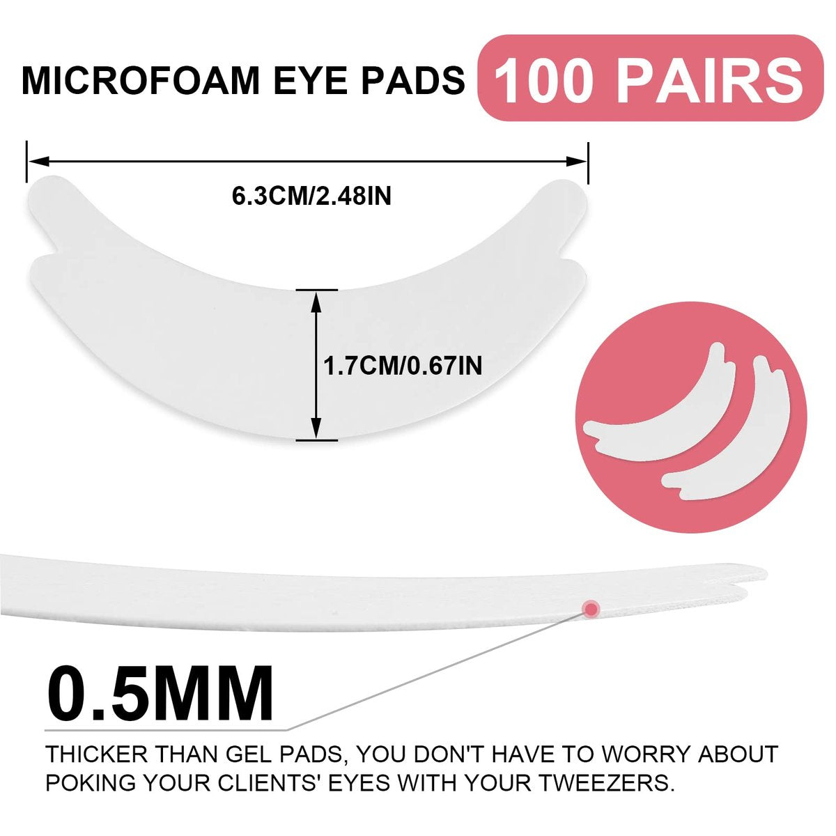 Pretty Memory 100 Pairs Foam Eye Pads for Lash Extensions - Lint Free Hypoallergenic Sticky Under Eye Pads, Latex Free - görsel 3