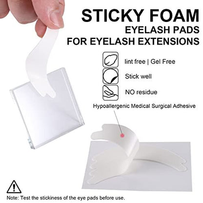 Pretty Memory 100 Pairs Foam Eye Pads for Lash Extensions - Lint Free Hypoallergenic Sticky Under Eye Pads, Latex Free