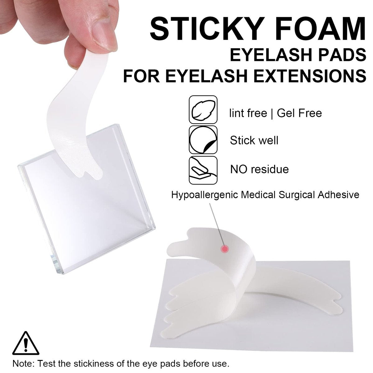 Pretty Memory 100 Pairs Foam Eye Pads for Lash Extensions - Lint Free Hypoallergenic Sticky Under Eye Pads, Latex Free - görsel 5
