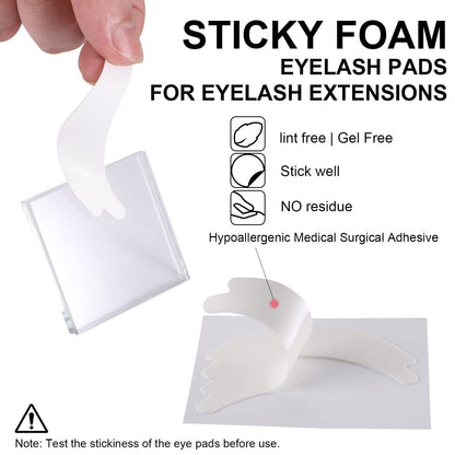 Pretty Memory 100 Pairs Foam Eye Pads for Lash Extensions - Lint Free Hypoallergenic Sticky Under Eye Pads, Latex Free