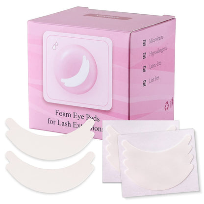 Pretty Memory 100 Pairs Foam Eye Pads for Lash Extensions - Lint Free Hypoallergenic Sticky Under Eye Pads, Latex Free