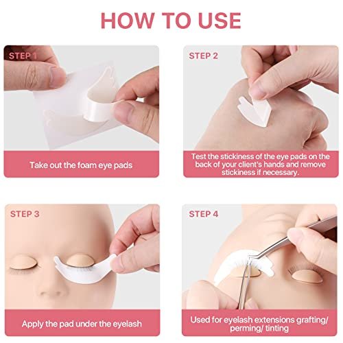 Pretty Memory 100 Pairs Foam Eye Pads for Lash Extensions - Lint Free Hypoallergenic Sticky Under Eye Pads, Latex Free - görsel 14