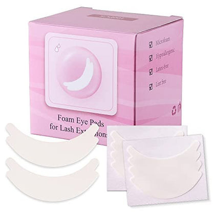 Pretty Memory 100 Pairs Foam Eye Pads for Lash Extensions - Lint Free Hypoallergenic Sticky Under Eye Pads, Latex Free