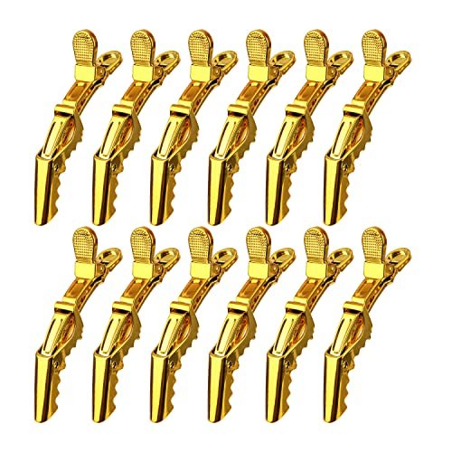 Premium Hair Clips 12 Pack - Large Croc Clips for Thick Hair Styling and Sectioning - Gold Avelisse
