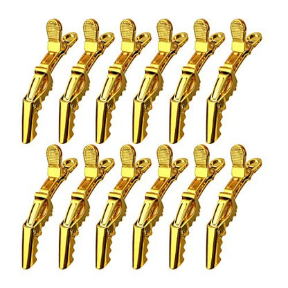 Premium Hair Clips 12 Pack - Large Croc Clips for Thick Hair Styling and Sectioning - Gold Avelisse
