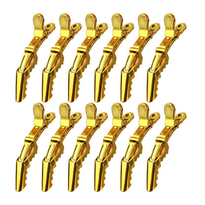 Premium Hair Clips 12 Pack - Large Croc Clips for Thick Hair Styling and Sectioning - Gold Avelisse