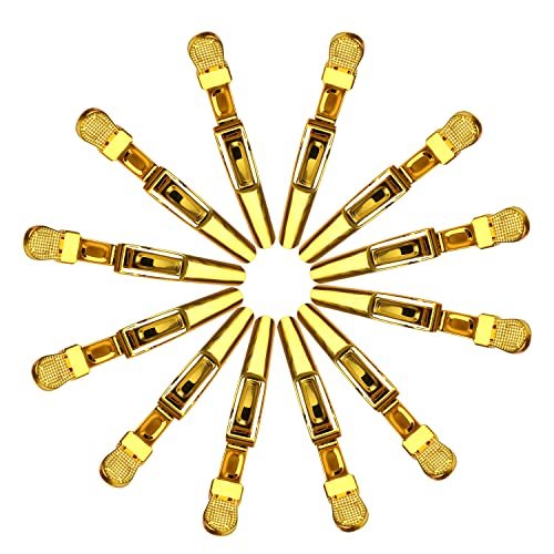 Premium Hair Clips 12 Pack - Large Croc Clips for Thick Hair Styling and Sectioning - Gold Avelisse