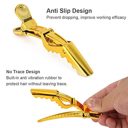 Premium Hair Clips 12 Pack - Large Croc Clips for Thick Hair Styling and Sectioning - Gold Avelisse