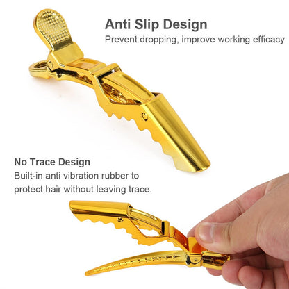 Premium Hair Clips 12 Pack - Large Croc Clips for Thick Hair Styling and Sectioning - Gold Avelisse