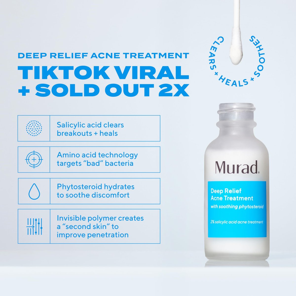 Murad Deep Relief Acne Spot Treatment with 2% Salicylic Acid – Patch-Like Liquid Treatment for Deep, Hormonal Acne & Breakouts – 1 Fl Oz Avelisse