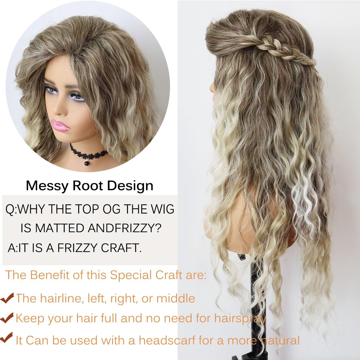 GNIMEGIL 26 Inch Ombre Ash Blonde Curly Wig – Fluffy 80s Long Wavy Wig for Women, Big Volume Synthetic Hair for Parties, Halloween, and Daily Wear Avelisse