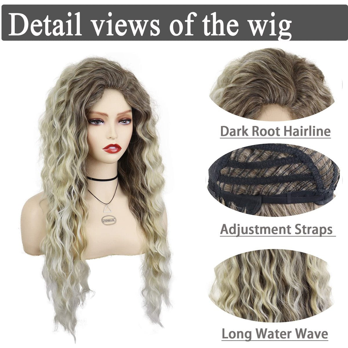 GNIMEGIL 26 Inch Ombre Ash Blonde Curly Wig – Fluffy 80s Long Wavy Wig for Women, Big Volume Synthetic Hair for Parties, Halloween, and Daily Wear Avelisse