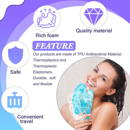 Karenhi 2-Piece Honeycomb Exfoliating Glove Set – Blue & Purple Bath Mitts for Body Shower, Quick-Drying Loofah Scrubber