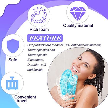 Karenhi 2-Piece Honeycomb Exfoliating Glove Set – Blue & Purple Bath Mitts for Body Shower, Quick-Drying Loofah Scrubber