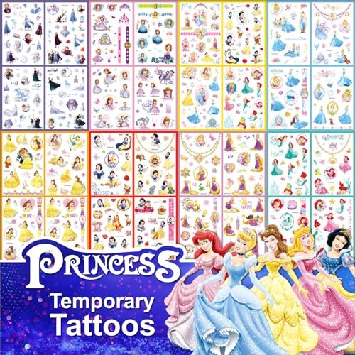 40 Sheets Princess Tattoos for Kids - Cartoon Temporary Tattoo Stickers Party Favor Set for Girls Boys - görsel 2