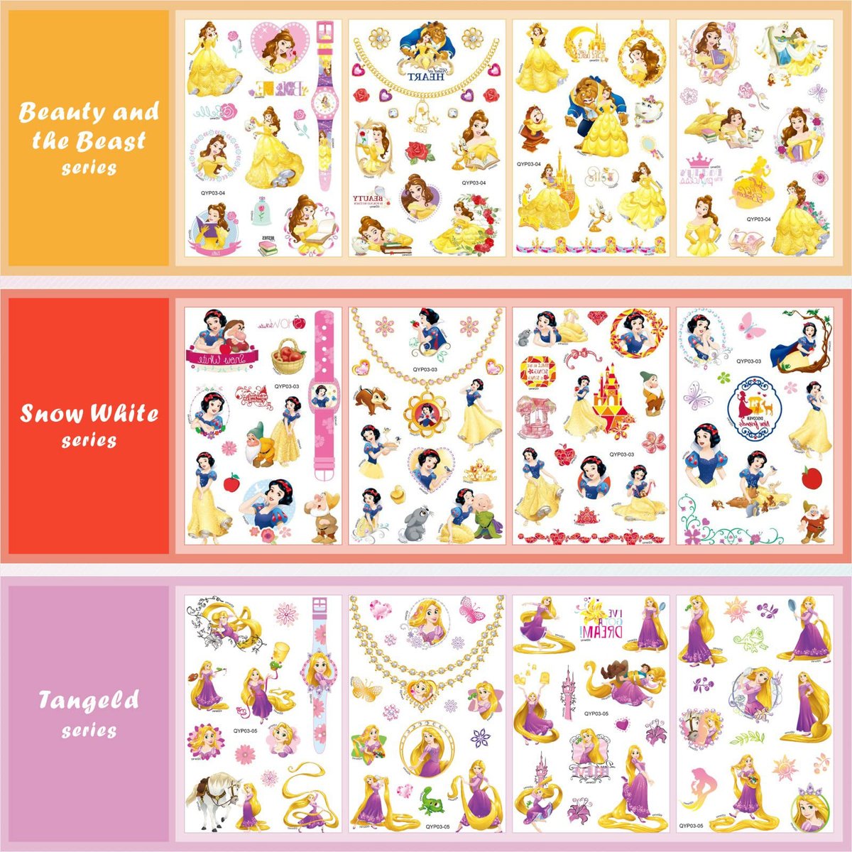 40 Sheets Princess Tattoos for Kids - Cartoon Temporary Tattoo Stickers Party Favor Set for Girls Boys - görsel 7