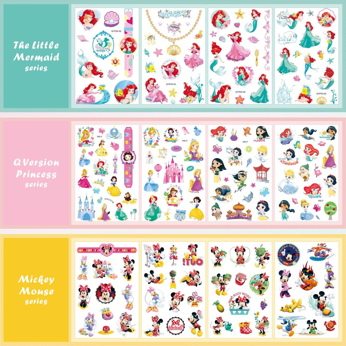 40 Sheets Princess Tattoos for Kids - Cartoon Temporary Tattoo Stickers Party Favor Set for Girls Boys - görsel 9