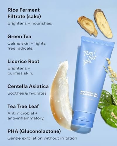 Then I Met You Soothing Tea Cleansing Gel - Vegan, Cruelty-Free Korean Cleanser with Fermented Rice, Centella, and Hydrating Licorice for Clear Skin, 3.38 oz Avelisse