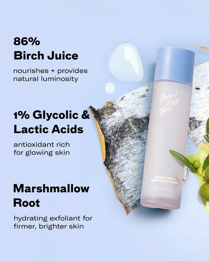 Then I Met You Birch Milk Refining Toner - Hydrating & Exfoliating Milky Toner for Deep Hydration, Pore Minimizing & Skin Barrier Strengthening - Korean Skincare, 3.38 oz Avelisse