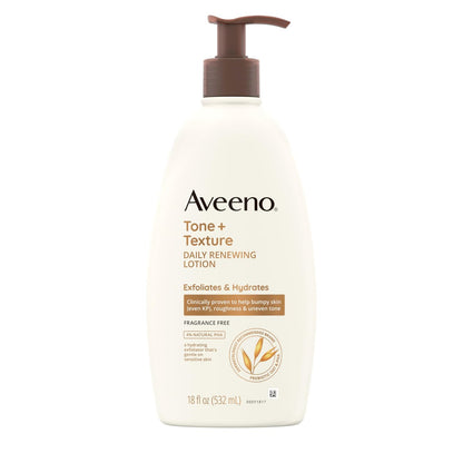 Aveeno Tone + Texture Daily Renewing Body Lotion with Prebiotic Oat - Fragrance-Free, 18 fl. oz