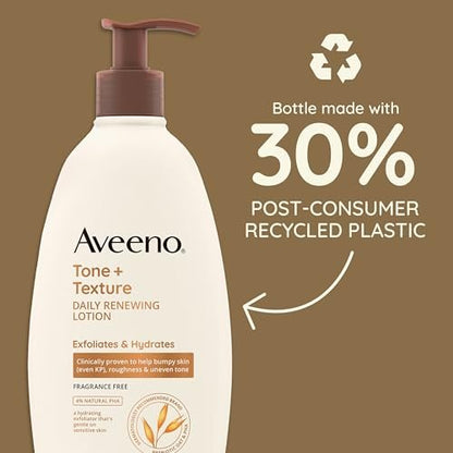 Aveeno Tone + Texture Daily Renewing Body Lotion with Prebiotic Oat - Fragrance-Free, 18 fl. oz