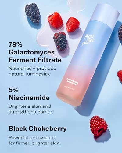 Then I Met You The Giving Essence – Brightening & Hydrating Vegan Korean Skincare with 5% Niacinamide, Fermented Galactomyces, Red Algae & Berries – All Skin Types (5.07 oz) Avelisse
