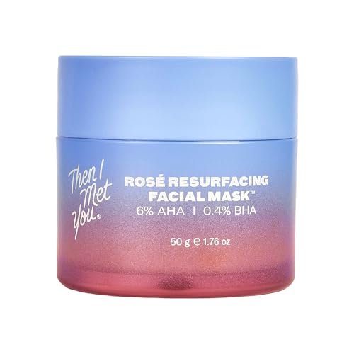 Then I Met You Rosé Resurfacing Facial Mask – Nourishing & Brightening AHA/BHA Acid Mask for Glass Skin, Vegan & Clean Skincare (1.76 oz) Avelisse