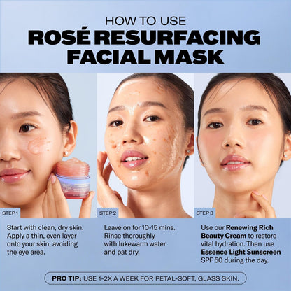 Then I Met You Rosé Resurfacing Facial Mask – Nourishing & Brightening AHA/BHA Acid Mask for Glass Skin, Vegan & Clean Skincare (1.76 oz) Avelisse