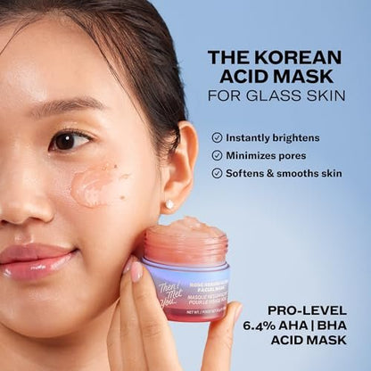 Then I Met You Rosé Resurfacing Facial Mask – Nourishing & Brightening AHA/BHA Acid Mask for Glass Skin, Vegan & Clean Skincare (1.76 oz) Avelisse